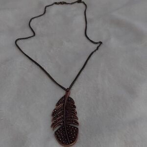 4/$12 Copper Feather Pendant Necklace